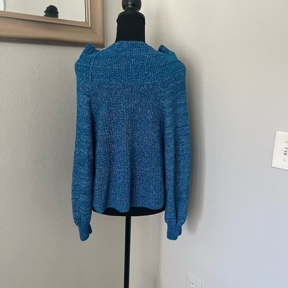 Free People Edessa In Blue Off Shoulder Heavy Knit Sweater - Picture 5 of 7